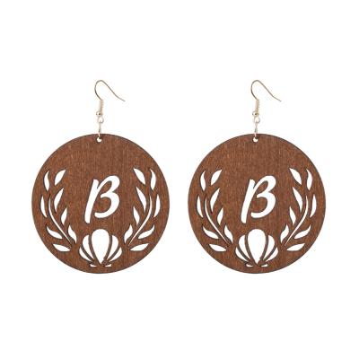 China New CLASSIC Geometry Jewelry Fashion Hawaiian Wooden Letter B Earrings Trend Polynesian Earrings for sale