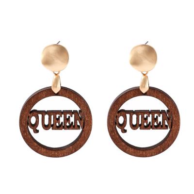 China New CLASSIC Round Wooden Earrings Fashion Hawaiian Earrings Queen Polynesian Jewelry for sale