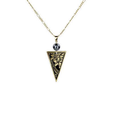 China 14k Gold Tribal Polynesian Hawaiian Plumeria SHUIIN Triangle Neckalce And Pendant With Beads Jewelry Wholesale For Women for sale