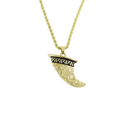 China SHUIIN Fashion Polynesian Hawaiian Men's Jewelry Gold Enamel Black Silver Pendant For Necklace With 3mm Rope Chain Jewelry Wholesale for sale