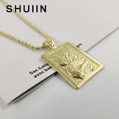 China Fashion SHUIIN Polynesian Gold Bird of Paradise Flower Pendant Necklace and Silver Plated Hawaiian Jewelry for sale