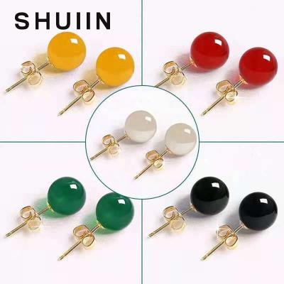 China Fashion To SHUIIN 925 Sterling Silver Nature Stone Agate Stud Earrings Hawaiian Jewelry Wholesale for sale