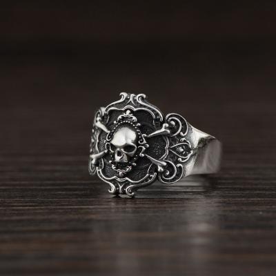 China Wholesale Retro Men's Skull Silver Ring Thai Silver Index Finger Ring S925 for sale