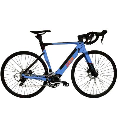 China 2021 New Design Carbon Fiber Style CARBON Frame Light Weight 20 Speed ​​Road Electric Bicycles EBikes Bike for sale