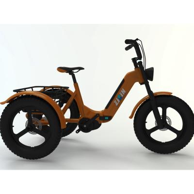 China Aluminum alloy mid motor electric tricycle 3 wheel cargo ebike optional power 250W/500W/750W fat tire for sale