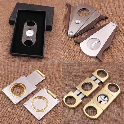 China Durable Blue Color Cutter Knife Cigar Splitter Cutter Stainless Steel Perfect Cut Cigar Cutter for sale