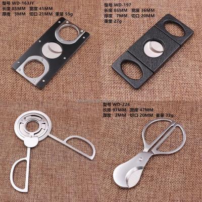 China Durable Double Guillotine Cigar Cutter Stainless Steel Blade Cut Cigar Scissors for sale