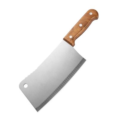 China Kitchen Outdoor Super Viable Chinese Meat Slaughtering Chef Stainless Steel Profession Handle Cleaver Wooden Butcher Knife With Cover for sale