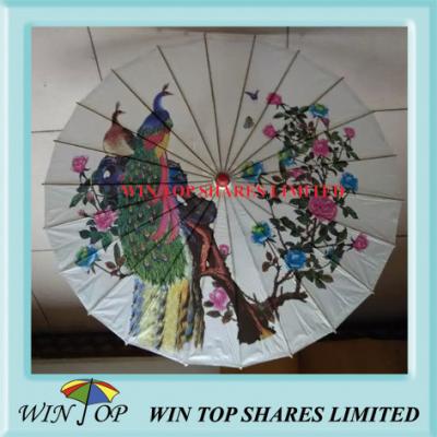 China Peacock on tree Chinese Painting parasol for sale