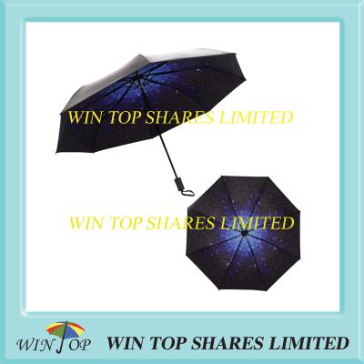 China Rainproof and Sunproof black adhesive starry night topic umbrella for sale