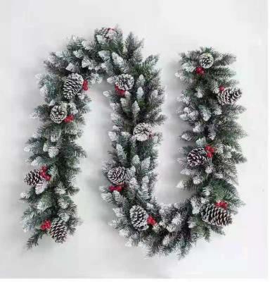 China Christamas Home Decoration Amazon New Products 2020 PRET PINE Snow Christmas Wreath 9 Ft Flocking Braid Christmas Tree Decorations for sale