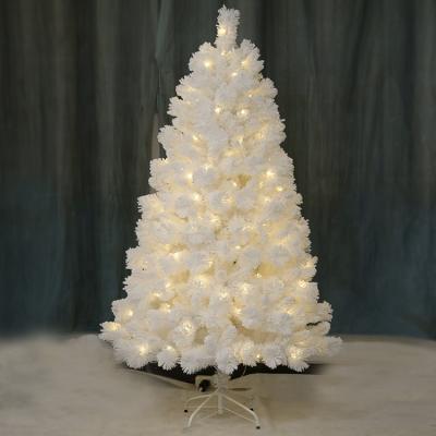 China 2021 Christamas Decoration New Product Christmas Tree Snow 180cm White Flocking Christmas Tree With Lights for sale