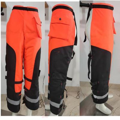 China Anti-wrinkle OEM Customized Work Apron Chainsaw Aprons Orange Color Work Safety Pants for sale