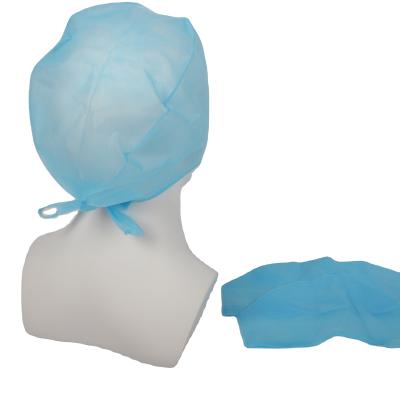 China 64*14cm Nonwoven Blue Medical Disposable Nonwoven Head Cover With Tie for sale