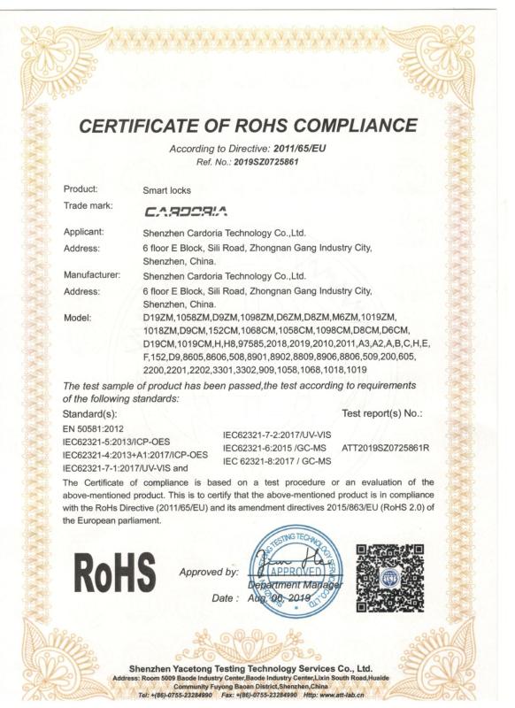 ROHS - Shenzhen Shengwang Intelligent Technology Co.,Ltd.