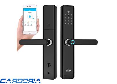 China Black Bluetooth Fingerprint Door Lock With 4*1.5V AA Alkaline Battery Rfid Card Unlock for sale