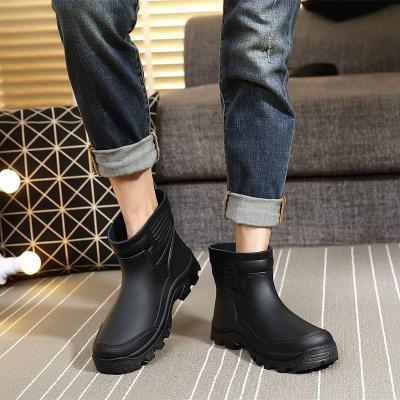 China Trendy Fashion Rain Boots Men's Short Rain Boots Waterproof Adult Shoes Thick Bottom Cover for sale