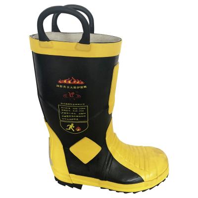 China Fire Protection Steel Toe Industry Rubber Steel Fire Sole Boots For Firefighters for sale