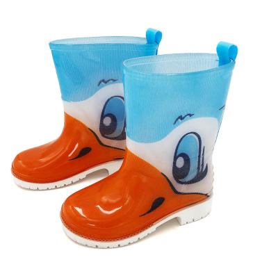 China Cute Duck Comfortable Unisex Cardboard Fashion Kids Fashion Transparent PVC Rain Boots for sale