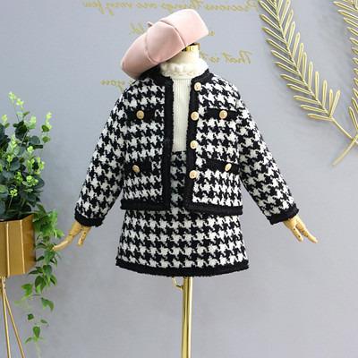 China Casual Check 2pcs Girl Clothes Autumn Outfits Coat With Pants Kids Girls Clothes Set for sale