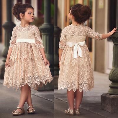 China 2019 New Breathable Amazon Boutique Design Lace Princess Dress Kids Babies Princess Party Ceremony Dress for sale