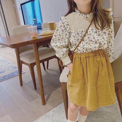 China Wholesale Cute Viable Floral Kids Girls Long Sleeve Blouse Cotton 1pcs Lace Floral Cotton Shirts for sale