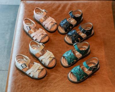 China Children's Children's Flat Girls Weaving Soft Cute Sandals Korean Version Solid Color Sandals Shoes for sale