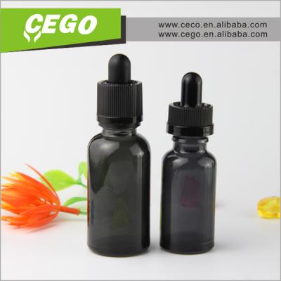 China Child Safe Tamper Proof Dropper Bottles Round Bottle Caps Smoking Personal Care Black Transparent Gray Glass Dropper Bottles for sale