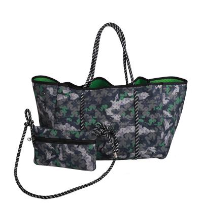 China KS2122 High Quality Star Green Camouflage Color New Neoprene Beach Tote Bag Perforated Customized for sale