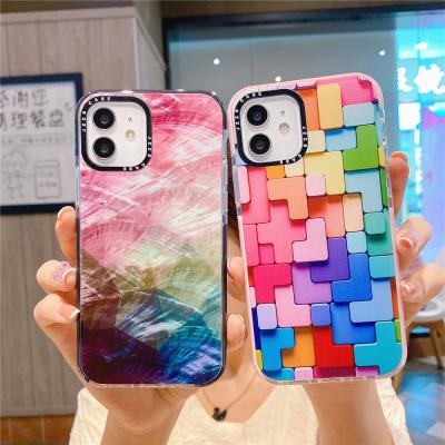 China Colorful TPU Band Border Customized Shockproof Soft Transparent UV Printing Phone Case For iPhone Series for sale