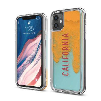 China Tpu+pc+quicksand fashion style noctilucent liquid sand phone case for iphone 11 case for sale