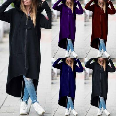 China Breathable Women's Winter Hoodies Sheath Long Coat Women Autumn Pocket Hot Sale Plus Size Warm Hooded Jacket for sale