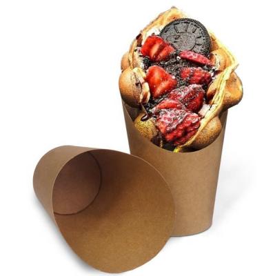 China 16oz Disposable Kraft Paper Bubble Waffle Cups for sale