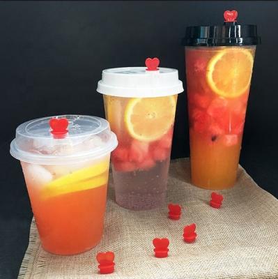 China With Lids And 500ml PP Straw Injection Hard Cups Milk Tea for sale