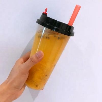 China With lids and straw disposable bubble tea cup 700ml injection cup drink cup for sale