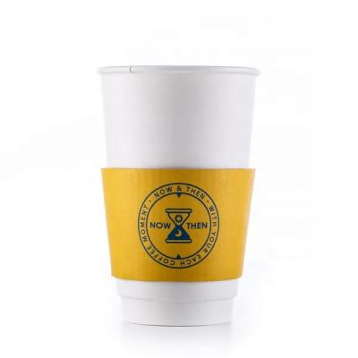 China Customized Logo Disposable 12oz , 16oz Coffee Paper Cup Hot Sleeve for sale