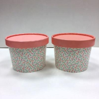 China Disposable Custom Logo Paper Ice Cream Cup Yogurt Container With Lid for sale