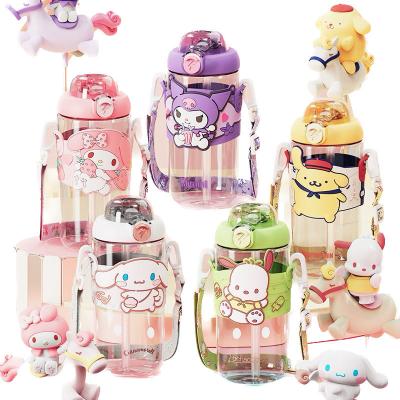 China NEW Stocked 650ml 19cm Kawaii San Rio Cute Plastic Water Bottle For Kids Kuromi Melody Water Bottle Hot Seller Kuromi San Rio Products for sale