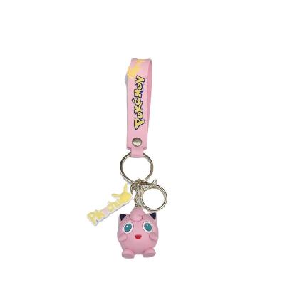 China Cute Jigglypuff Psyduck Picha Chu Pokemones Rubber Charmander Keychain 3D Squirtle Bulbasaur 3D Rubber Pendant 6 Styles for sale