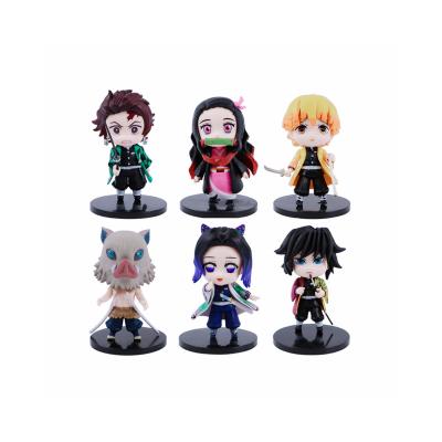 China Cartoon Toy 9-10cm 6 Styles Demon Slayer PVC Toys Set Tanjiro Nezuko Agatsuma Zenitsu Hashibira Inosuke GK Plastic Toys Kids Gift for sale