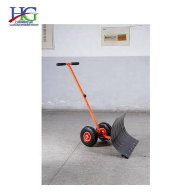 China Snow Shovel Heavy Duty Rolling Tools Mental Adjustable Wheeled Convenient Shoveler Rolled Push Snow Shoveler for sale