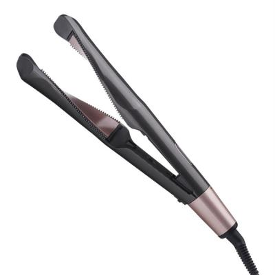 China Unique 2 in 1 Hair Straightener With Adjustable High Temperature Newcomer 2 Teeth In 1 Hair Straightener Private Label Flat Iron for sale