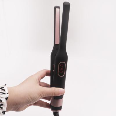 China Best Outdoor 2 in 1 Portable Gold Ceramic Hair Curler Straightener Mini Flat Iron Hair Straighteners Cordless Professional For Women for sale