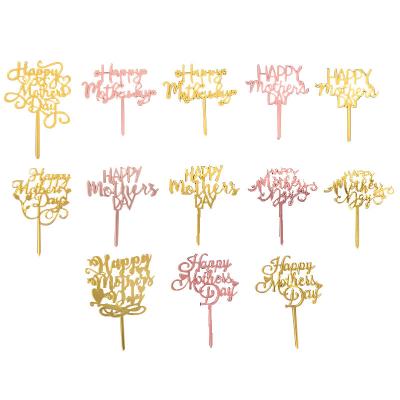 China Acrylic Cupcake Topper Thanks Mom Best Mom Acrylic Gold Mothers Day Ever Cake Picks for Mother's Day Birthday Party Cake Decorations for sale