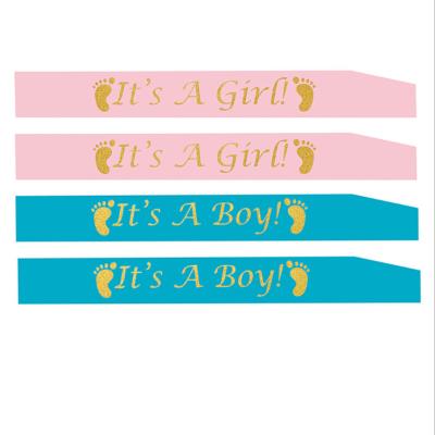 China Decoration it's a girl or boy gender reveal shoulder strap for new baby mama to be for baby shower sash for sale