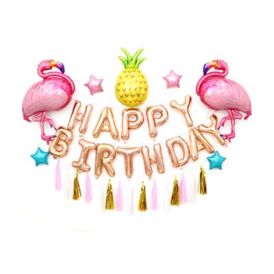 China Hot Selling Decoration Flamingo Pineapple Foil Balloon Set for Birthday Party Decoration for Kids and Adults for sale