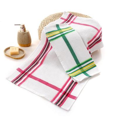 China Factory direct sale cotton tea towel waffle wave kitchen cloth single dish towel plain dyed adct461c for sale