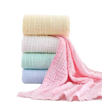 China Custom 100% Cotton Muslin Home Baby Wrap Blankets 6 Layer Density Gauze Blankets Plain Colors Swaddle Regular Blankets for sale