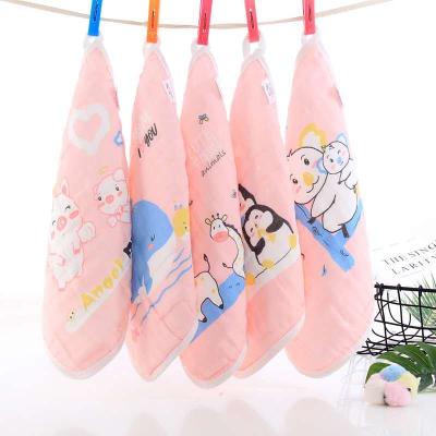 China Custom Compressed 100% Cotton Baby Face Towels 6 Layers Cartoon Print Gauze Towels Bubble Kids Towels for sale