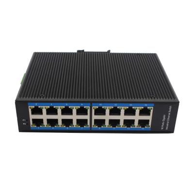 China Unmanaged Industrial Ethernet POE Switch 16*10/100Mbps RJ45 Port Din Rail Mount DC48V for sale